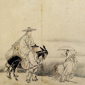 韩国朝鲜族韩式古典人物山水字画 (30)