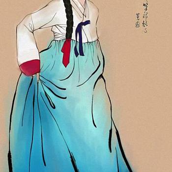 韩国韩式朝鲜族古典人物字画 (134)
