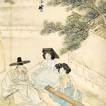 韩国朝鲜族韩式古典人物山水字画 (7)