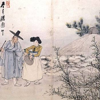 韩国朝鲜族韩式古典人物山水字画 (9)