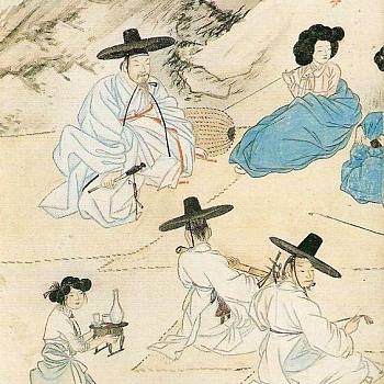 韩国朝鲜族韩式古典人物山水字画 (11)
