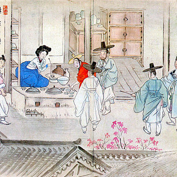 韩国朝鲜族韩式古典人物山水字画 (18)