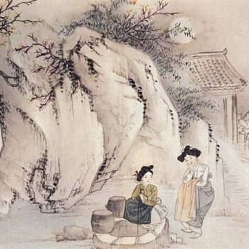 韩国朝鲜族韩式古典人物山水字画 (27)