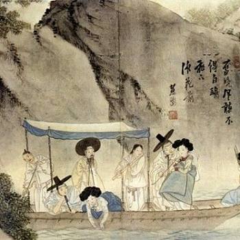 韩国朝鲜族韩式古典人物山水字画 (36)