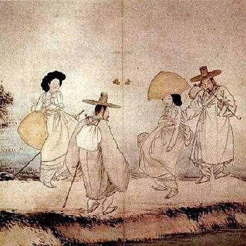 韩国朝鲜族韩式古典人物山水字画 (41)