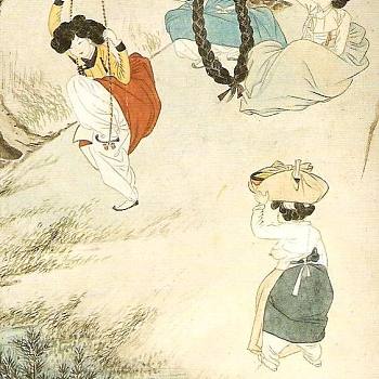 韩国朝鲜族韩式古典人物山水字画 (48)