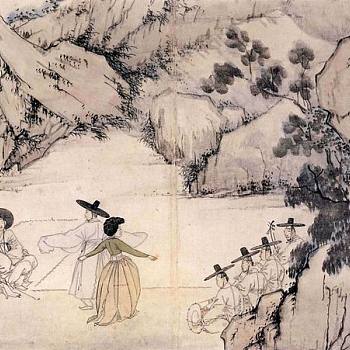 韩国朝鲜族韩式古典人物山水字画 (73)