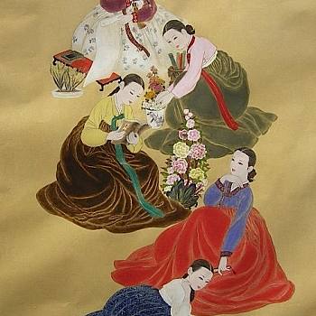 韩国朝鲜族韩式古典人物山水字画 (82)