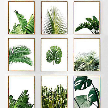 北欧现代小清晰植物叶子绿叶装饰画挂画w (1)