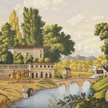 欧式法式古典风景油画背景画壁画 壁纸壁布 (7)