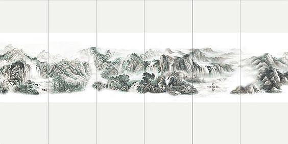 新中式山水图案壁纸壁布背景画材质贴图 (8)