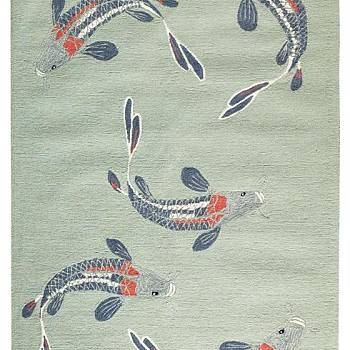 新中式鱼群图案地毯