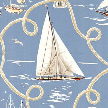 地中海帆船航海图案儿童房壁纸 (24)