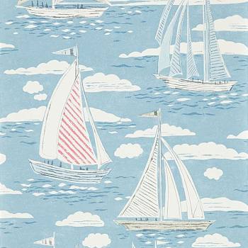 地中海帆船航海图案儿童房壁纸 (26)