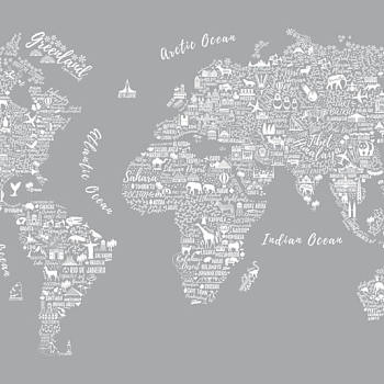 儿童房男孩房世界地图图案壁纸 (12)