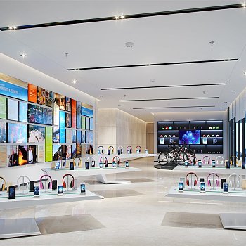 18现代科技手机电子产品耳麦站台展厅专卖店体验店3D模型