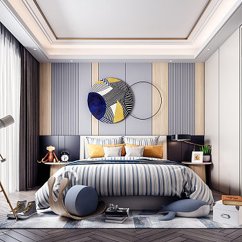 现代儿童房卧室天文望远镜3d模型下载