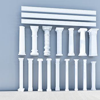 欧式罗马柱 装饰柱方柱 柱头 柱础 柱基 雕花 线脚 墙角线