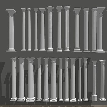 欧式罗马柱 圆形罗马石膏柱 装饰柱方柱 柱头 柱础 柱基