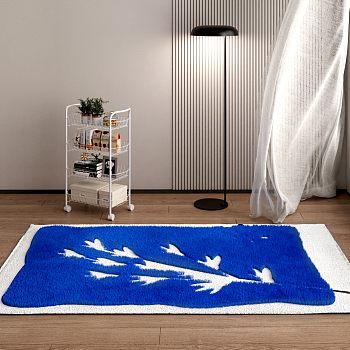 现代克莱因蓝毛绒方形地毯