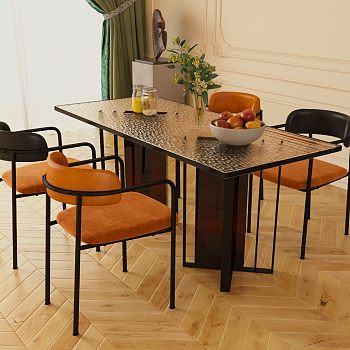 法式轻奢餐厅餐桌椅组合