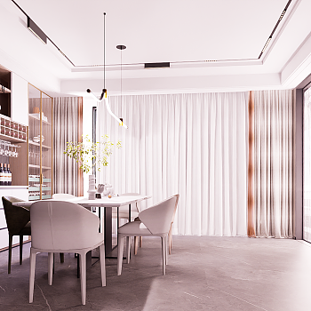 现代客厅，餐厅一体化设计