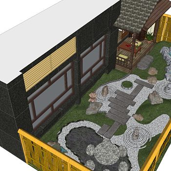 日式暖色小庭院模型合集1