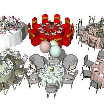 现代圆形餐桌，婚礼桌椅
