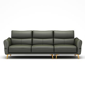 现代轻奢真皮电商三人软体沙发金属角高靠背薄扶手 现代软体三人沙发3D模型